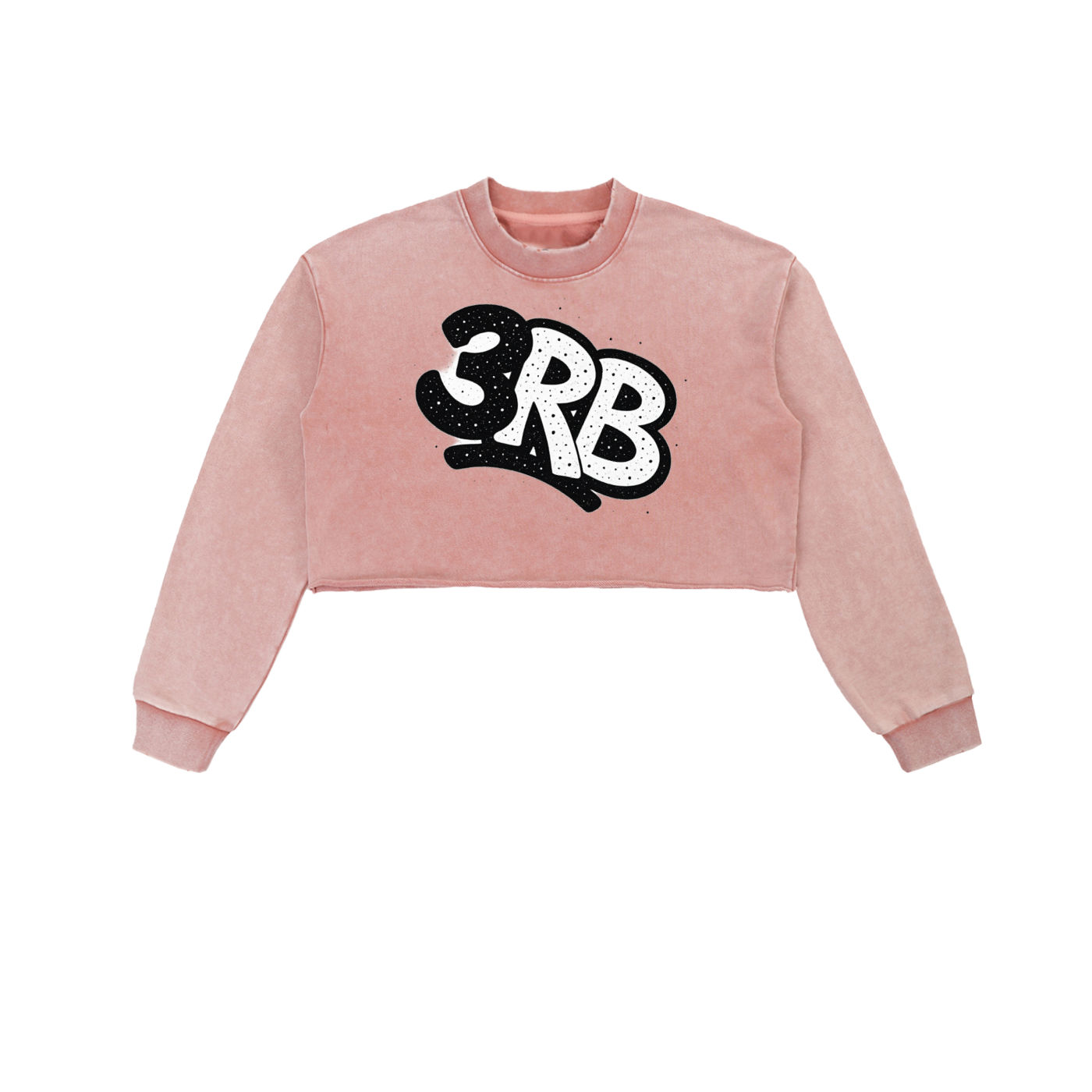 Snow Washed Raw Edge Cropped Sweatshirt