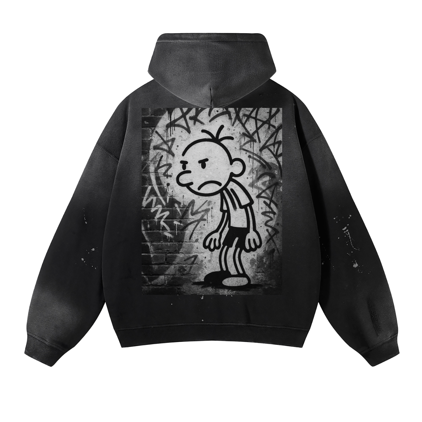 Vintage Wash Frayed Fleece Hoodie - 360 GSM
