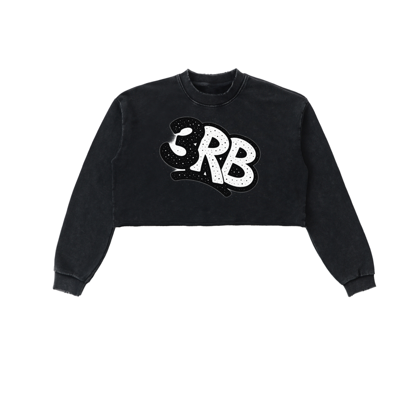 Snow Washed Raw Edge Cropped Sweatshirt