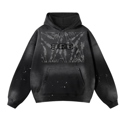 Vintage Wash Frayed Fleece Hoodie - 360 GSM